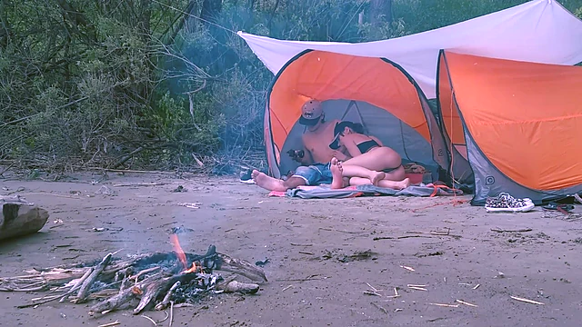 Hot Girl Sucked a Fat Dick in Nature hill, Blowjob, Bonfire Eve
