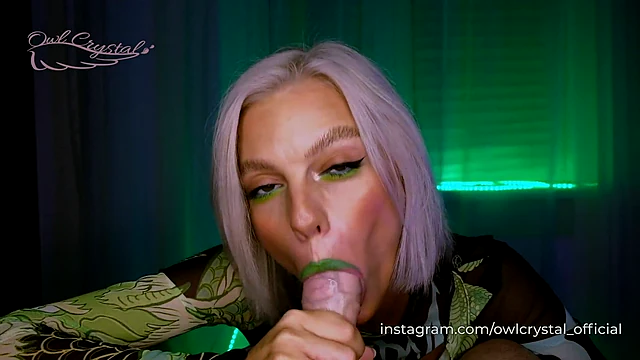 Slobbery Blowjob from Green Dragon Owl Crystal